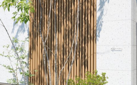 倉敷市｜縦格子と植栽が彩る和モダン外構