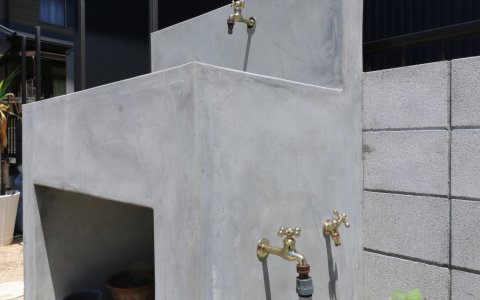 岡山市｜暮らし彩るモルタルガーデンシンク