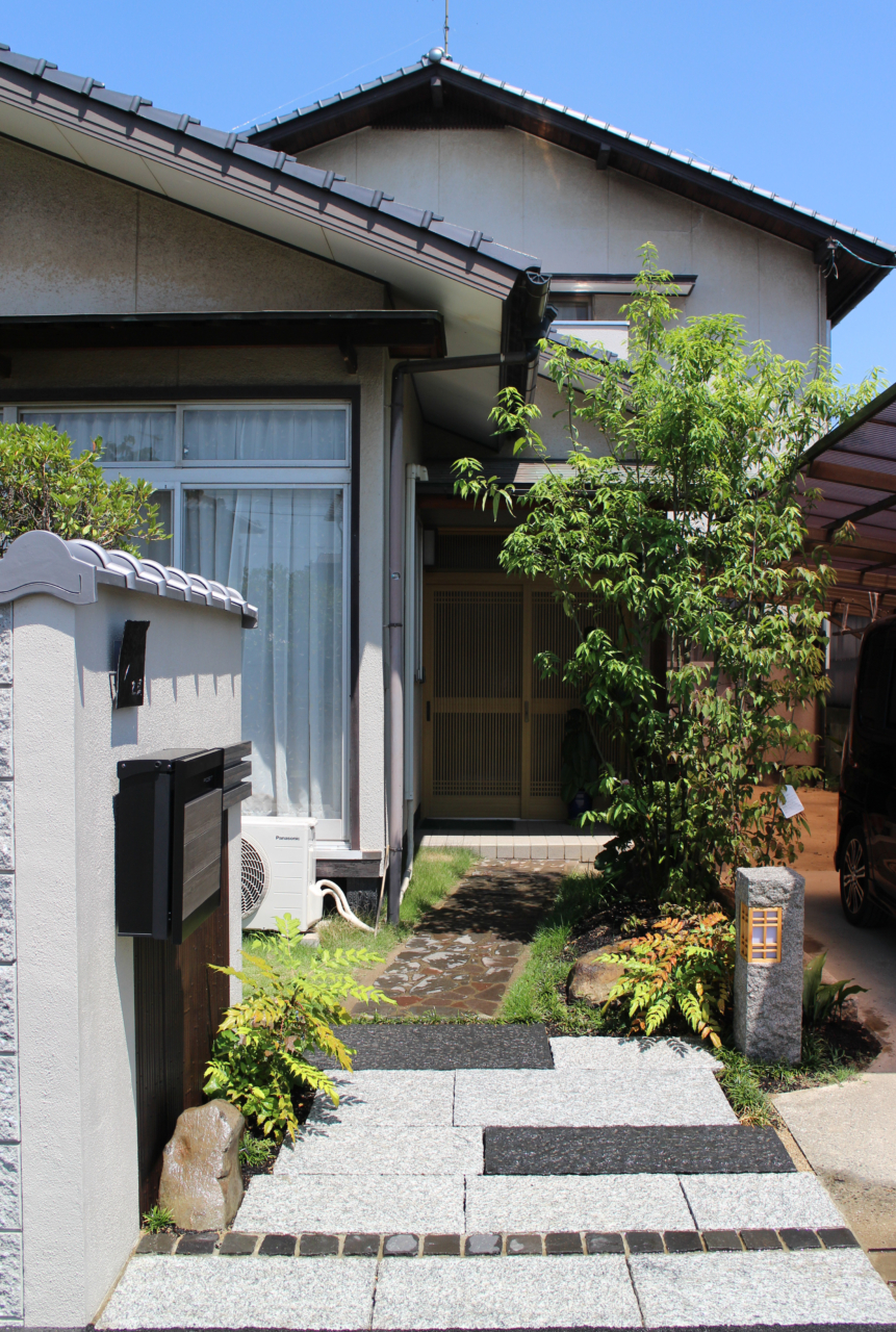 倉敷市｜人工竹垣と植栽映える和モダン外構
