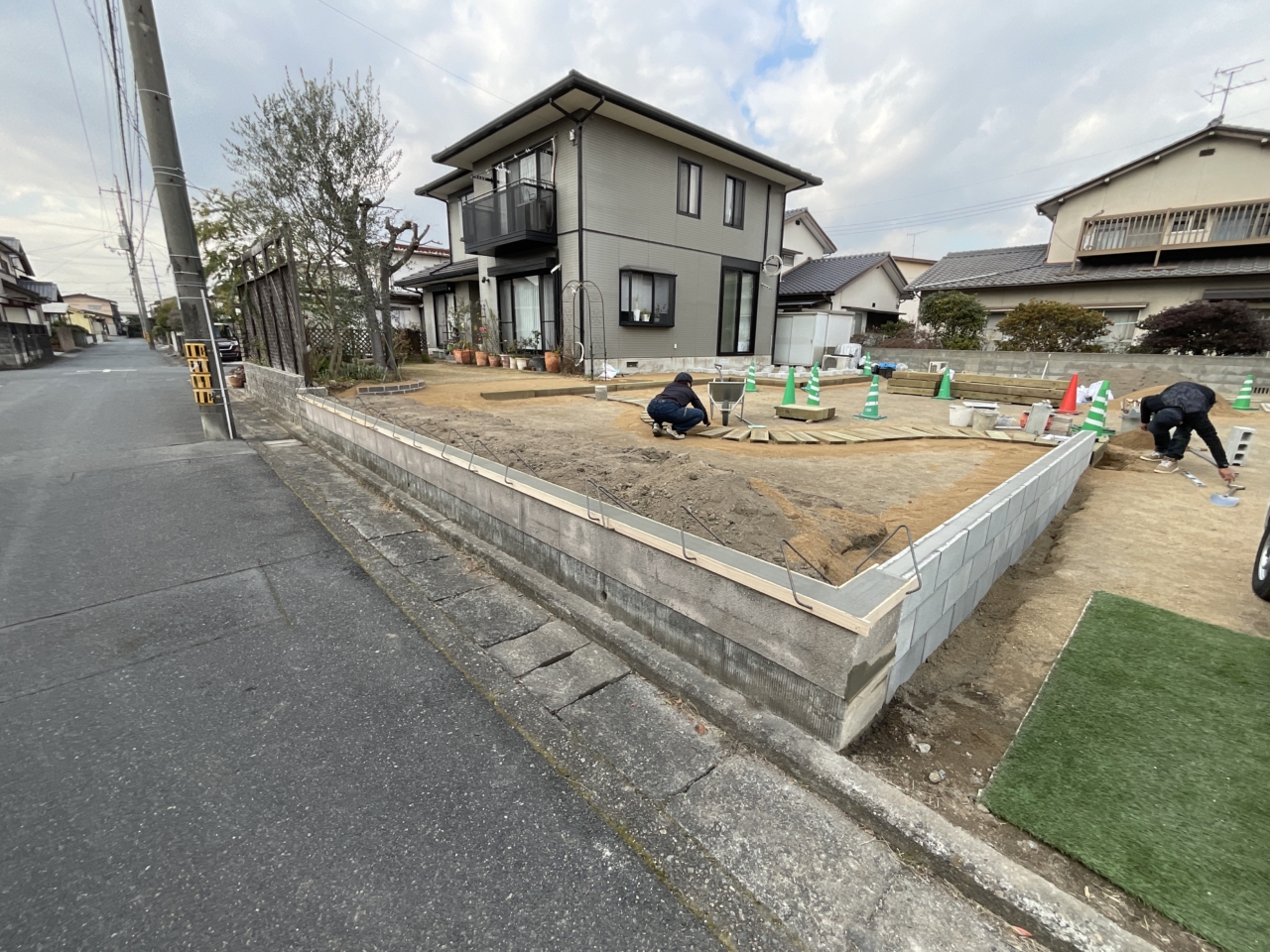 倉敷市　施工中　枕木据付
