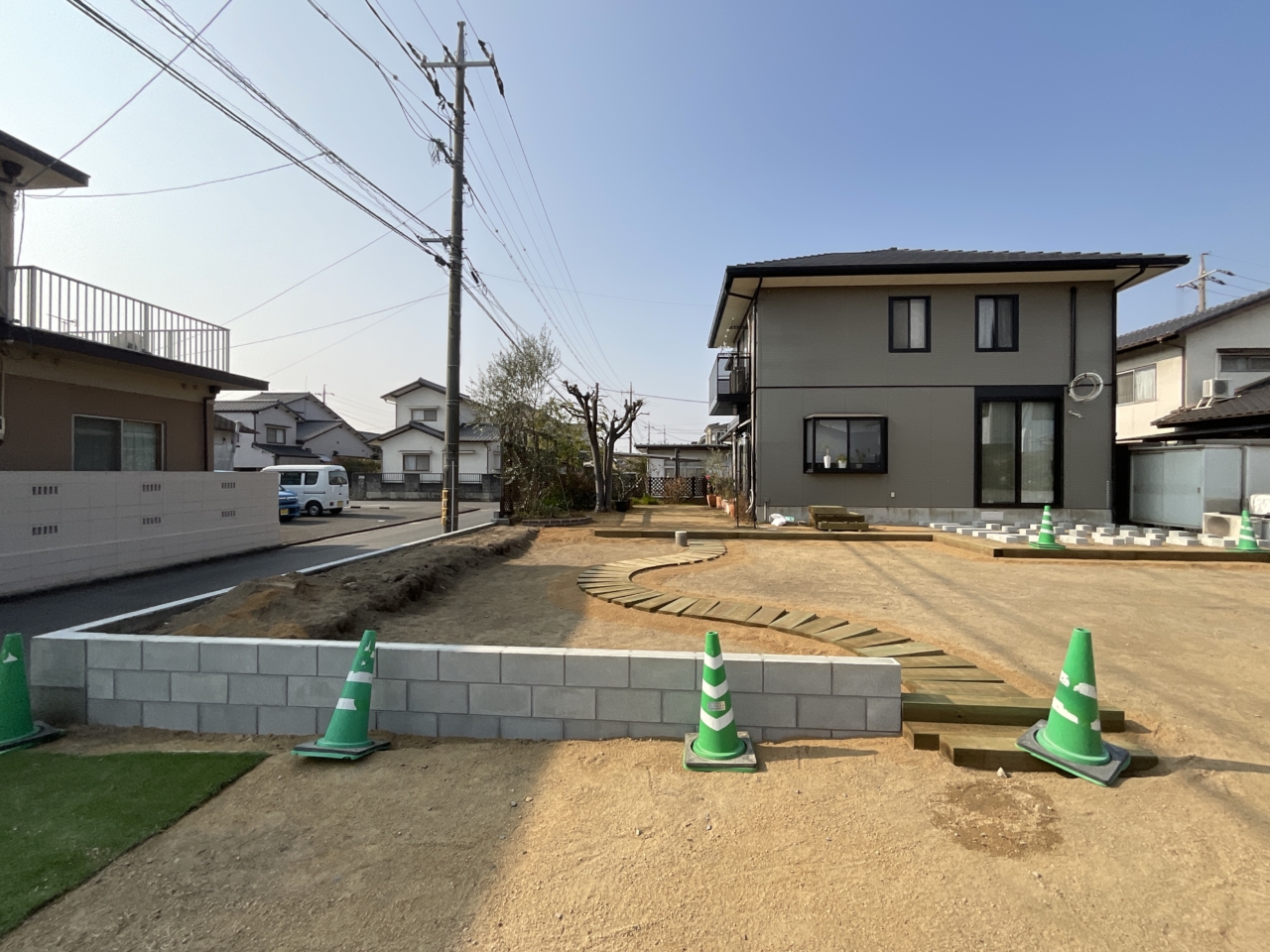 倉敷市　施工中　枕木据付
