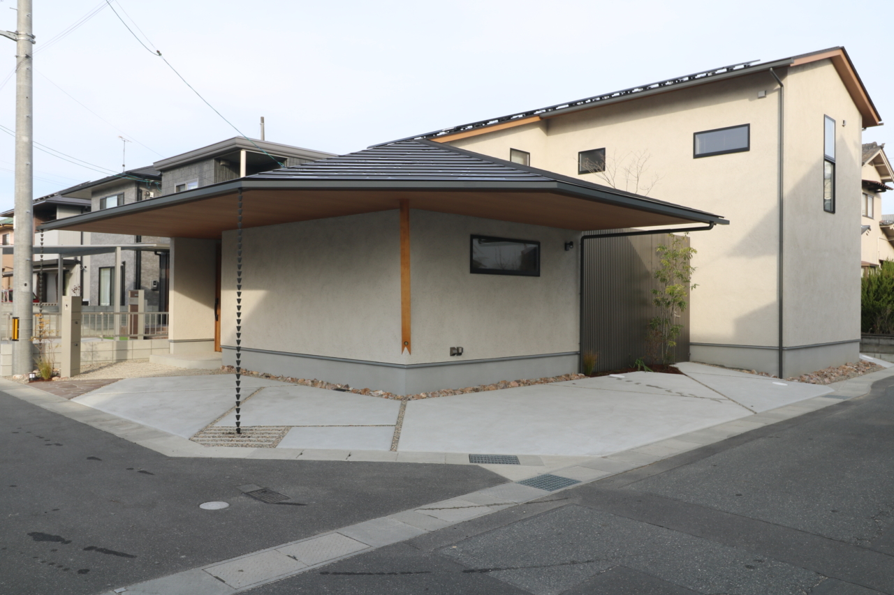 倉敷市｜軒深い家の和モダン外構