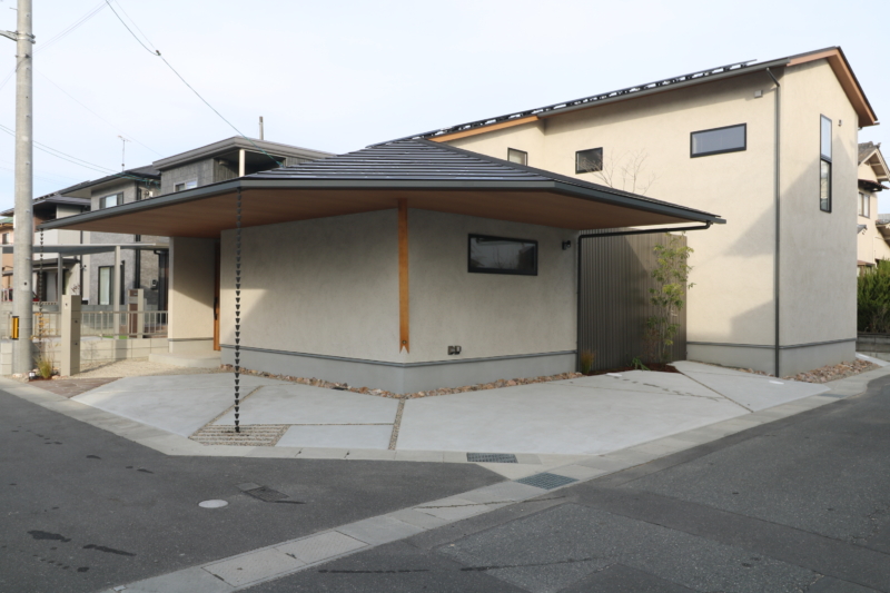 倉敷市｜軒深い家の和モダン外構